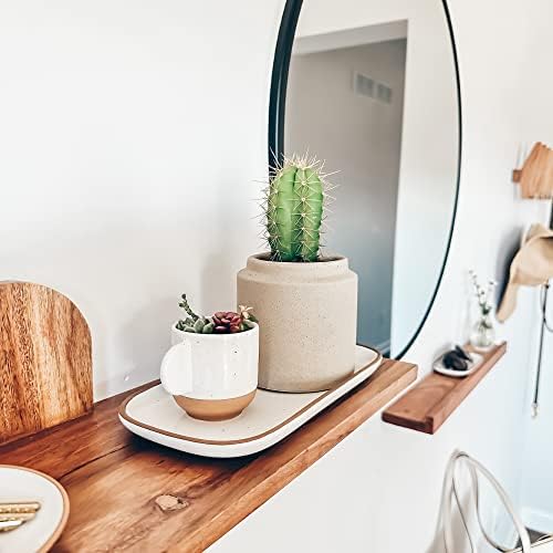 Mora Ceramic Decorative Tray - Rectangle 10in Dish for Jewelry, Soap Dispenser, Perfume, Makeup, Accessories, Candle, in the Bathroom Vanity, Bedside, or Kitchen Counter. Cute Organizers - White - Image 7