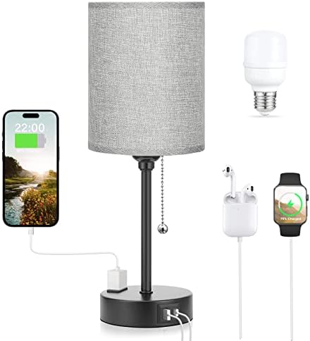 Small Bedside Table Lamp for Bedroom - Desk Lamp with USB Ports for Dorm by DicooolDirect