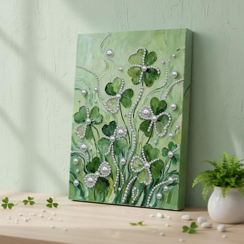 LQCrafK DIY Pearl Art Painting Handcraft Kit for Adults Beginners, Creative Design, Healing Stress-Relieving Home Wall Decoration, with Framed Painting and Tools-Clover - Image 4