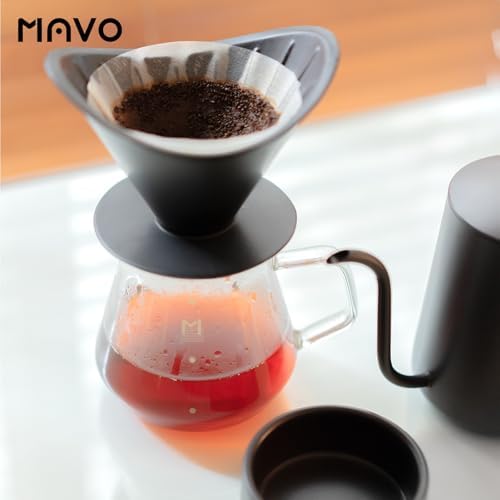 MAVO Coffee Dripper, Pour Over Ceramic Coffee Dripper with Tray, Compatible with V01 V02, Black - Image 5