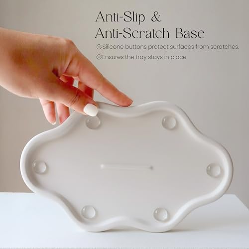 Cloud Ceramic Tray, Glossy White Irregular Jewelry Dish, Luxury Ceramic Ring Holder and Vanity Organizer, Cloud Trinket Plate for Keys, Perfume, or Nightstand Decor - Image 5