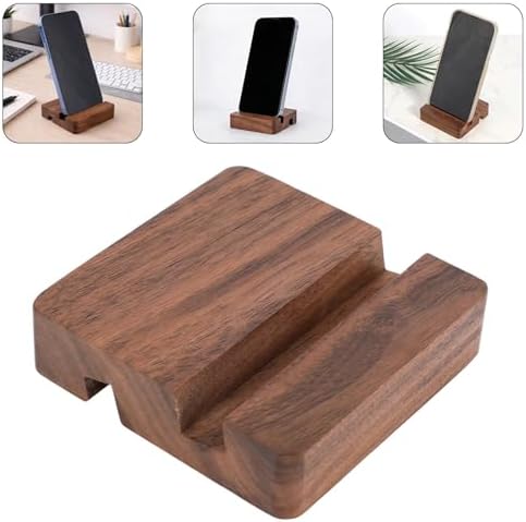Wood Phone Stand, Portable Square Dual-Slot Mobile Phone Holder Countertop Desk Wood Cellphone Organizer for Kitchen Bathroom Office Accessory - Image 7