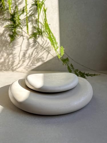 Pebble Concrete Tray, Organic Cement Tray, Nightstand Catch All, Jewelry Display, Chunky Trinket Tray, Ring Dish, Chubby Dish, Nordic Decor, Japandi Homewares - Image 2