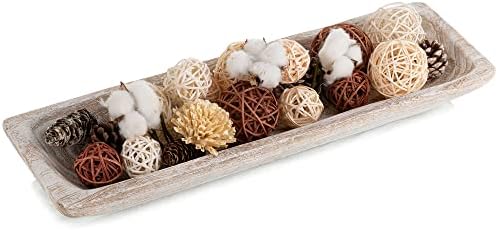 Hanobe Large Decorative Bowl for Coffee Table Entryway Decor, White Wood by Hanobe