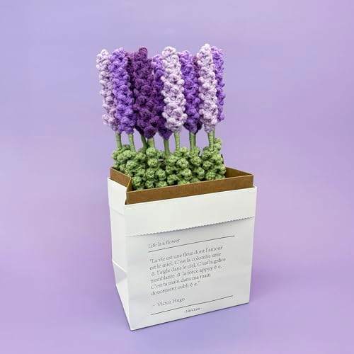 Lily's Lyric Flower Crochet Kit | Lavender Flower with Paper Bag| Step-by-Step Video Tutorial for Adults Teenagers | Craft Gift Idea DIY Home Decoration Purple - Image 2