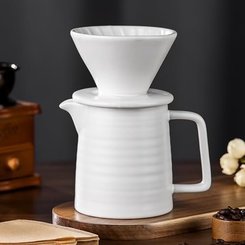 Pour Over Coffee Maker Set – Premium Ceramic Coffee Dripper with 500ml Capacity, Manual Style Coffee Maker White – Ideal for Home, Office, and Travel - Image 2