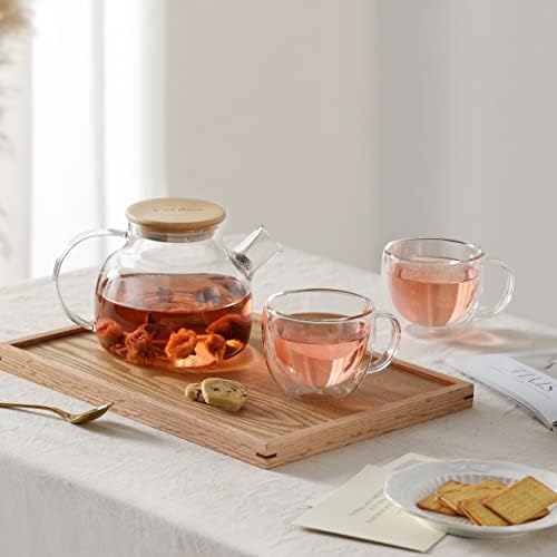 CnGlass Glass Teapot Stovetop Safe,30.4oz Clear Tea pot with Removable Filter Spout,Loose Leaf and Blooming Tea Maker - Image 5