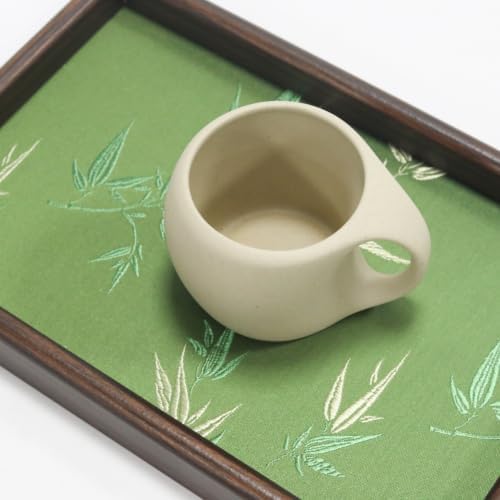 Bamboo Embroidered Decorative Tray 11.8 inch, Boho Catchall Tray, Green - Image 3