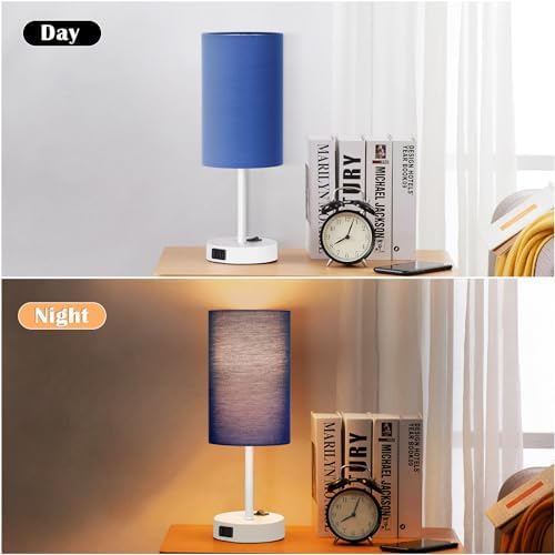 ZJOJO Blue Table Lamp Set of 2, 13.8" Small Lamp for Bedroom Nightstand - Image 6