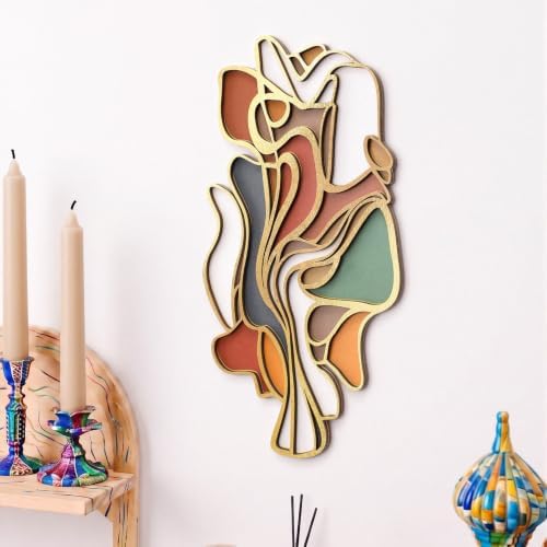 Mifoci Mid Century Modern Wood Wall Art, Abstract Wall Decor, Vertical - Image 3