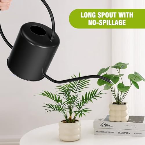 Plant Watering Can, 50 oz / 1500 ml Stainless Steel Metal - Modern Decorative with Long Spout for Indoor Potted Plants, Bonsai, Garden Flowers, Black - Image 6