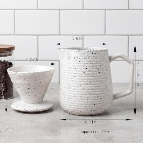 pour over coffee maker (White black dot) - Image 3