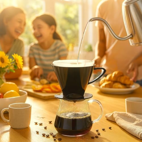 Fino Pour-Over Coffee Brewing Filter Cone, Number 2-Size, Black, Brews 2 to 6-Cups - Image 5