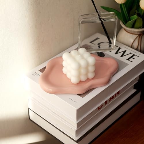 Jewelry Dish Trinket Tray for Women, Ring Dish Holder, Unique Cloud Shape Ceramic Plate Cute Things Vanity Aesthetic Room Decor Mother's Day Birthday (Pink) - Image 6