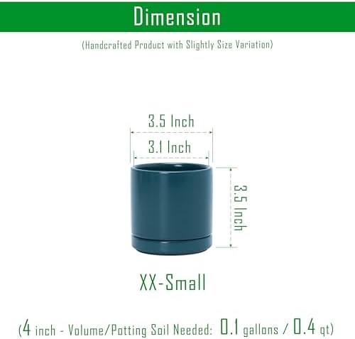 D'vine Dev 3.5 Inch Ceramic Planter Pot, Teal, 94-O-A-9 - Image 2