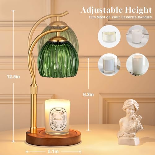 Candle Warmer Lamp with Timer - Electric Flameless Wax Melter Warmer for Jar Scented Candles, Vintage Home Decor Cozy for Women Mom Friend Sister (Green) - Image 4