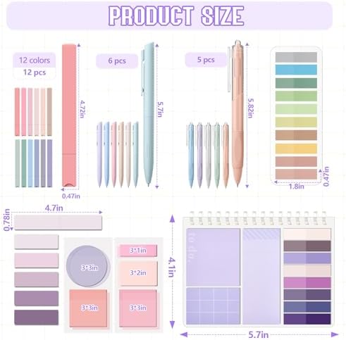 Jutom 41 Pcs Aesthetic Book Annotation Kit with Pencil Bag Bible Journaling Kit Notebook Sticky Note Tab Highlighter Black Ink Pen Page Marker School Office Supplies Bible Lover Gift(Purple) - Image 3
