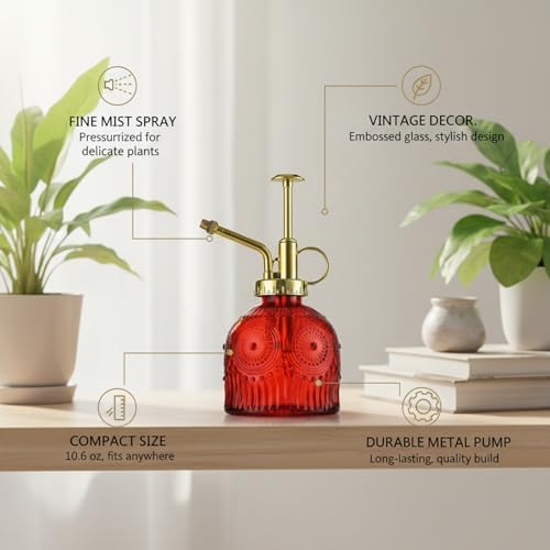 Vintage Embossed Glass Spray Bottle with Metal Pump, 10.6 oz - Image 5