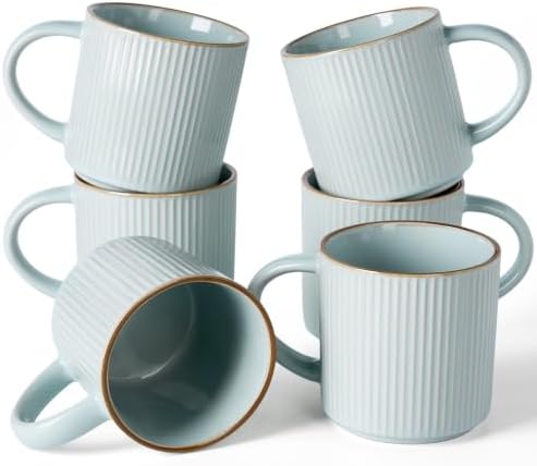 famiware Coffee Mug Set of 6, Star 12 oz Ceramic Mugs Cups Set with Handle by Famiware