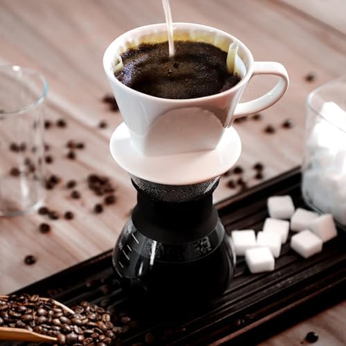 Pour Over Ceramic, Coffee Dripper Ceramic Coffee Maker,White - Image 2