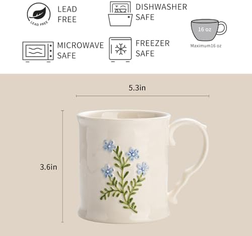 Artistic Lavender pattern Ceramic Coffee Mug - 16oz, Hand-Painted, Microwave heating and dishwasher cleaning available, Ideal for Daily Brews - Image 2