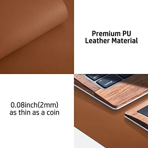 Aothia Leather Desk Pad Protector, Mouse Pad, Office Desk Mat, Non-Slip PU Leather Desk Blotter, Laptop Desk Pad, Waterproof Desk Writing Pad for Office and Home (Brown,36" x 17") - Image 3