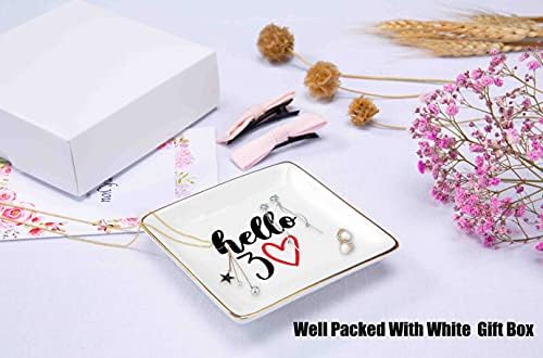 Topthink Hello 30 - Ceramic Jewelry Holder Ring Dish Trinket Tray - Funny 30th Birthday Gifts for Women Boss,Wife,Sisters,Bestie,Best Friends,Co-workers - Turning Thirty Present - 30 Years Old Gift - Image 4