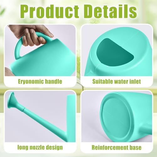 ZXJ Plant Watering Cans for Indoor and Outdoor Home Garden Plants - with Long Spout - SkyBlue - 1/2 Gallon - Image 3