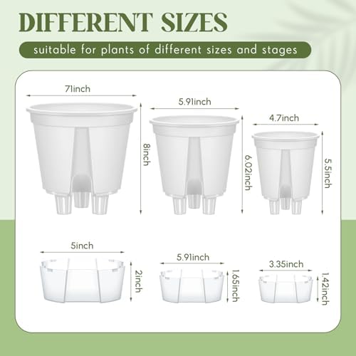 Wonderjune Self Watering Planter, 4.72'', 5.91'', 7.09'', White, 9 Pcs - Image 2
