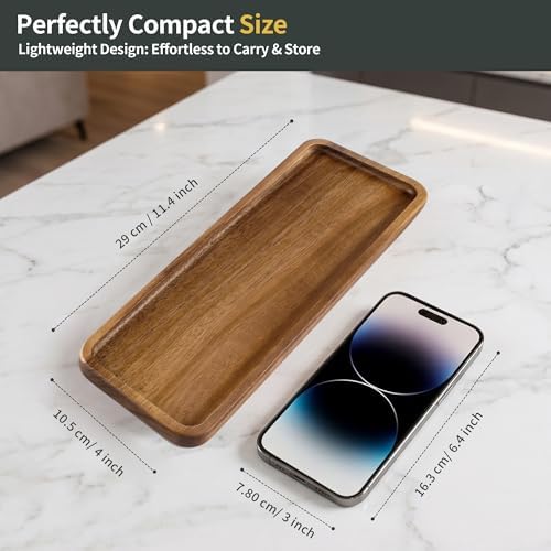 Small Wood Tray– Acacia Serving Platter Vanity Tray Mini Wooden Tray Decor - Image 2