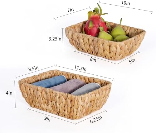 Small Wicker Baskets for Organizing 2 Pack, Hand Woven Baskets for Storage, Towels and Toilet Paper Organization, Woven Gift Basket,Countertop Baskets Set for Organizing - Image 5
