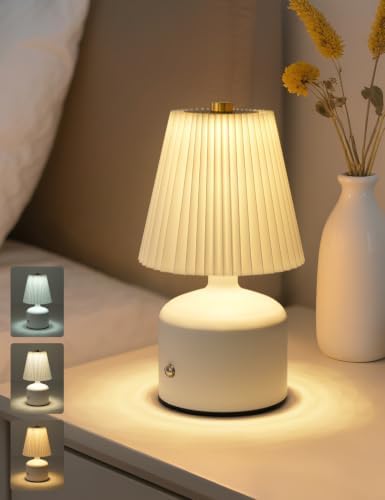 Small Table Lamp, Rechargeable Lamp with 3 Color Stepless Dimming by Home