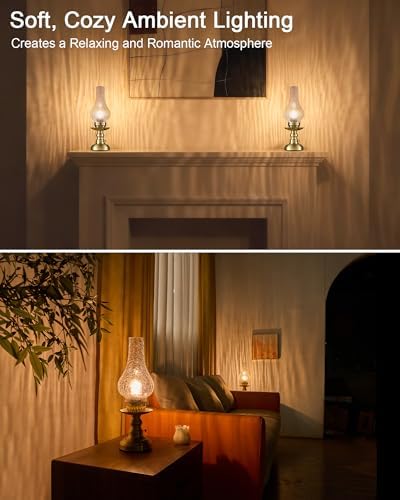 UMEXUS Vintage Rechargeable Cordless Table Lamp Battery Operated, Clear - Image 3