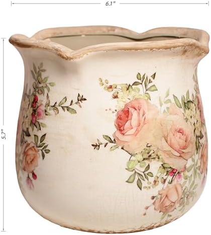Ceramic Flower Vase, Rustic Farmhouse Vases & Planting Pots with Drainage - Image 3