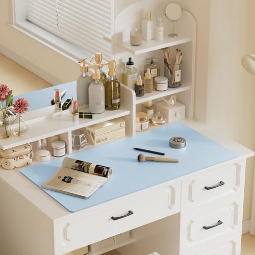 Aothia Faux Leather Desk Mat – Large Mouse Pad, Non-Slip PU Leather Blotter, Waterproof Writing Surface for Office and Home (Baby Blue, 47.2" x 23.6") - Image 6
