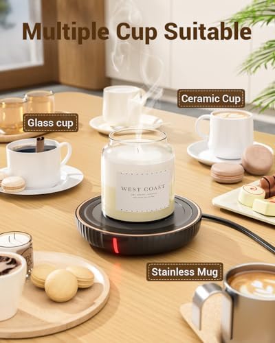 HouseGem Large Candle Warmer Plate - Coffee Cup Mug Warmer for Desk, Candle Melter, Electric Mug Heater for Beverages, Milk & Tea, Coffee Accessories Ideal Gifts Keep Cup Warm (Black) - Image 4