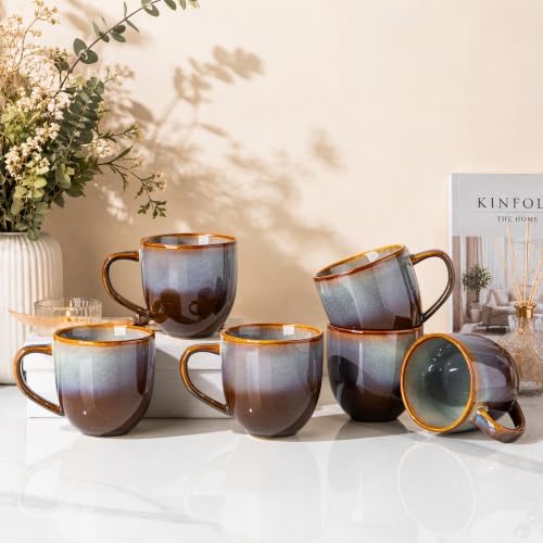 theterra Ceramic Coffee Mugs Set of 6, 12 oz Coffee Cups with Handle by TheTerra