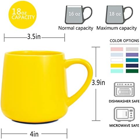Bosmarlin Large Glossy Ceramic Coffee Mug, Yellow Tea Cup for Office and Home, 18 oz, Suitable for Dishwasher and Microwave, 1 Pack (Yellow) - Image 3