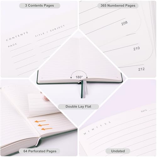 &And Per Se 365 Page Journal – A5 Hardcover Lined Notebook, One Book for the Whole Year, 100gsm Thick Paper, Numbered Pages & 3 Bookmarks, Annual Diary for Daily Writing (Dark Green) - Image 4