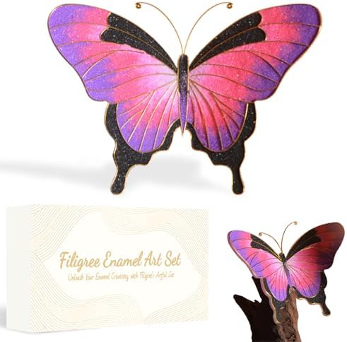 Filigree Enamel Art Painting Adult Craft Kits, DIY Art Projects Crafts Kits, Adult Painting Crafts Projects Kits for Seniors Teens Women, 3D Pink Butterfly Craftwork Decor Gift DIY Crafts Supplies by WINUSDAstronautDecor-US