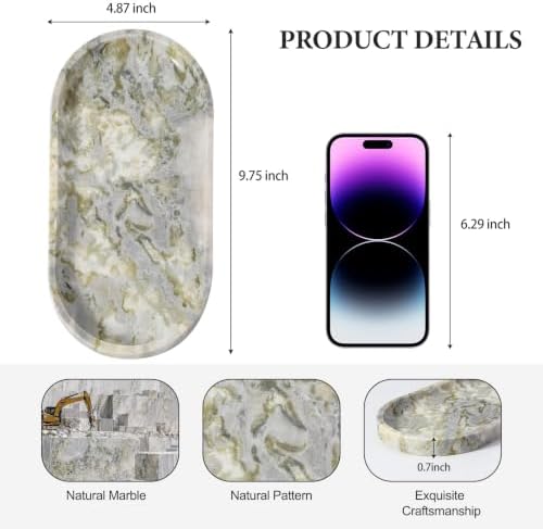 Koville Green Marble Vanity Tray for Bathroom Countertop - Image 2