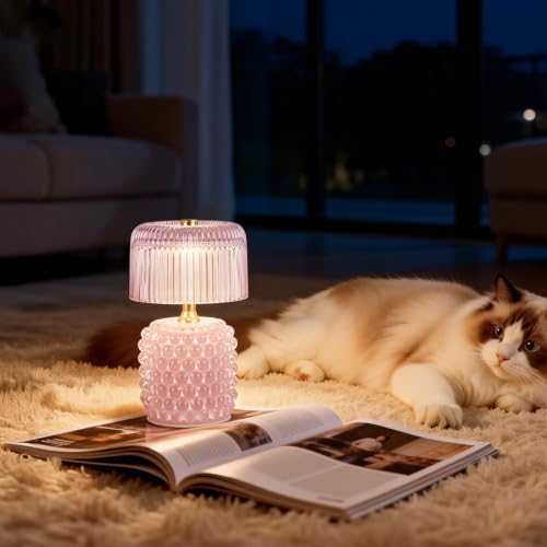 Small Battery Operated Lamp with Timer, Pearl, Purple - Image 6