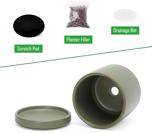 D'vine Dev 3.5 Inch Ceramic Planter Pot, Olive, 94-O-A-J - Image 4