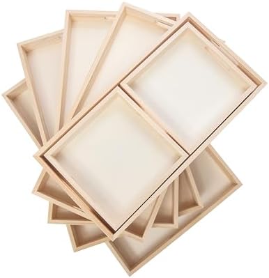 Wooden Nested Serving Trays, Unfinished Rectangle Trays with Cut-Out Handles for Crafts, Ottomans, Serving and Home Décor – Set of 7 - Image 4