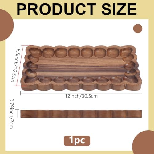 Wood Decorative Tray with Scalloped Edge Wood Serving Trays - Image 2