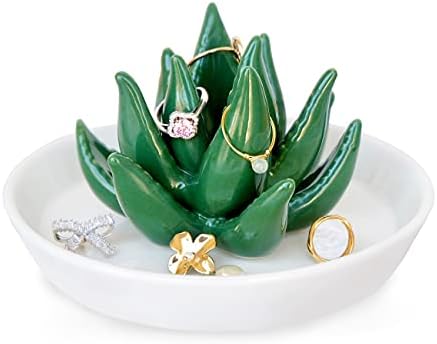 PUDDING CABIN Succulent Ring Holder Dish Cactus Gift for Women Birthday Gift for Mom Friend Bridesmaid Wedding Christmas Valentines Housewarming Gift, Decorative Cacti Decor for Home Gifts by PUDDINGCABIN