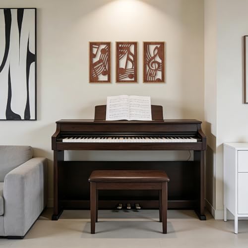 HPNIUB 3PCS Rustic Musical Symbols Wall Decor, Modern Music Theme Wood Sign Artwork, Minimalist Piano Strings Musical Note Wall Hanging Plaque for Living Room Music Studio Apartment(8x16Inch) - Image 4