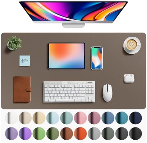 Aothia Faux Leather Desk Mat - Large Mouse Pad, Non-Slip PU Leather Blotter, Waterproof Writing Surface for Office and Home (Coffee, 40" x 24") by AothiaSimpleNaturalUnique