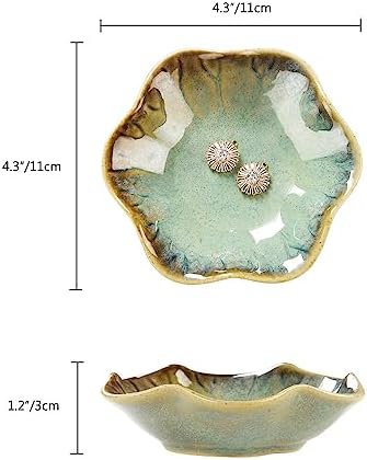 2PCS Ring Holder Dish, Small Key Bowl, Ceramic Trinket Tray Jewelry Dish Organizing Necklace Earrings for Mom Friend Sister, All Jewelries Are NOT Included. Light Green+Crystal Green.… - Image 6