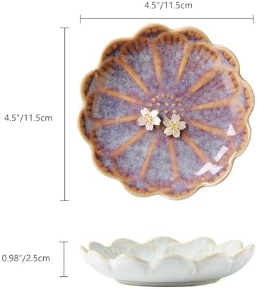 Lotus Ring Holder Dish Small Indoor Ash Tray, Ceramic Dessert Plate Trinket Jewelry Holder Organizing Necklace Earrings for Parents Friends Sister, Deep Purple. All Jewelries Are NOT Included. - Image 6